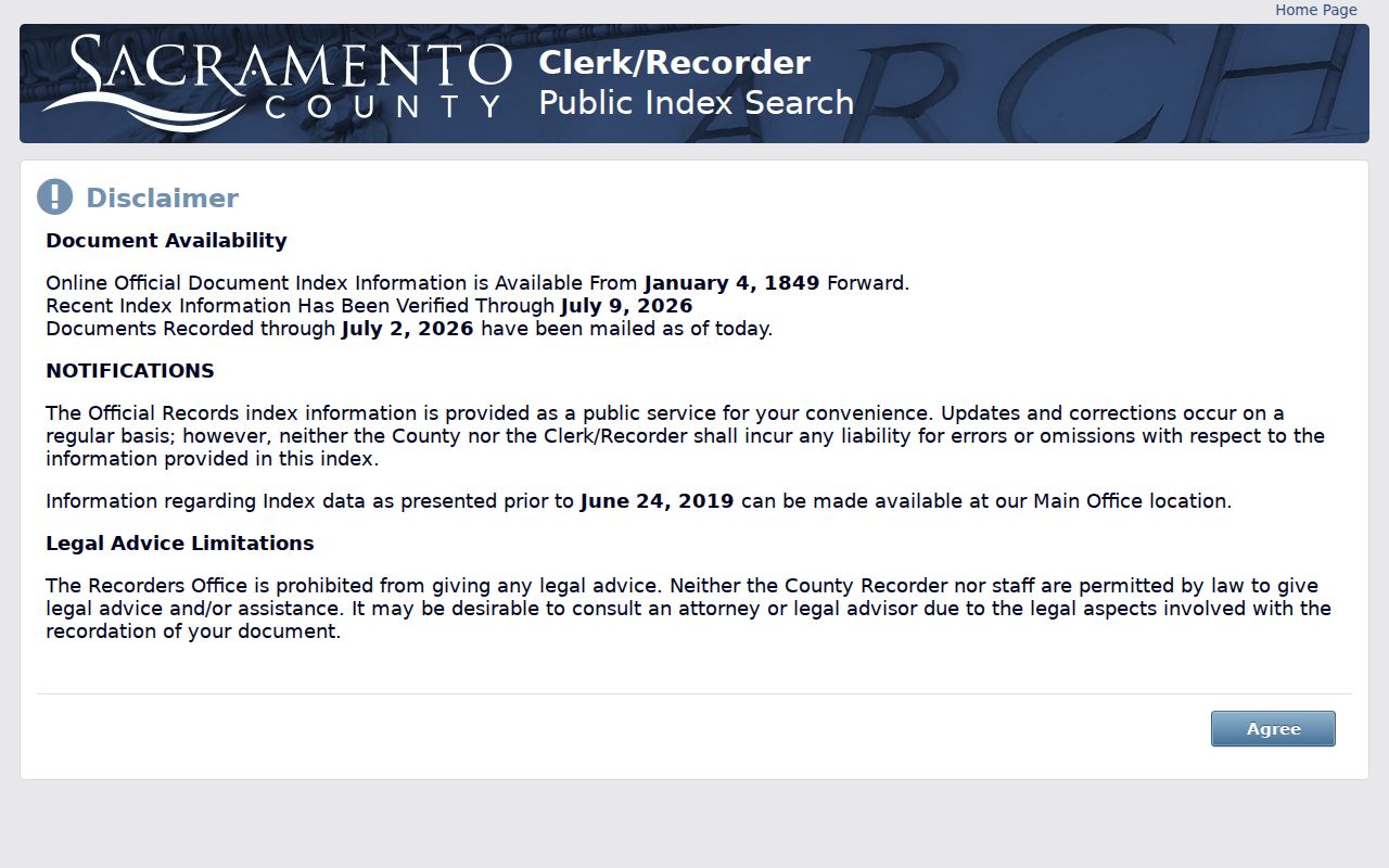 Galt public records Sacramento County recorded document index